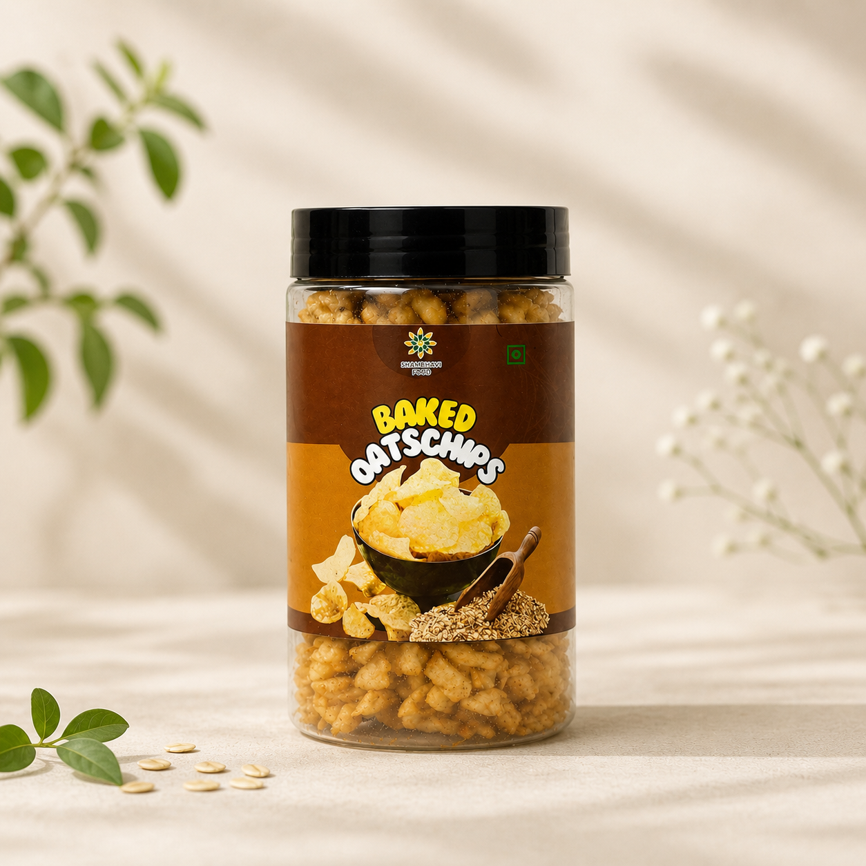 Oats Chips | Crispy Baked Snack with Oats & Rice Flour | Light, Healthy & Herb Flavored | Low Oil Tea Time Snack